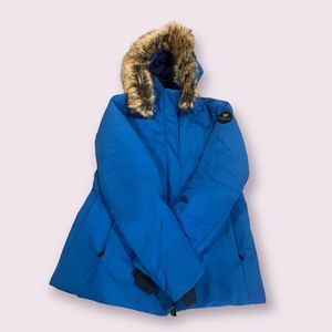 Obermeyer Fur Trimmed Womens Ski Snow Snowboarding Coat. Size 14 Blue. Worn once
